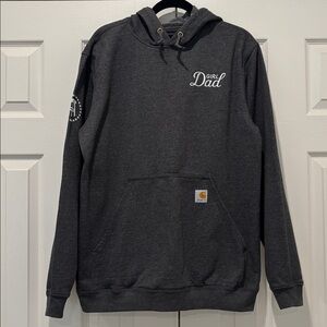EUC Carhartt Barstool Sports Girl Dad Embroidered Sweatshirt Grey Hoodie MEDIUM